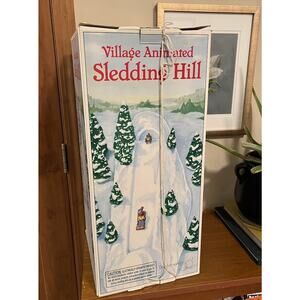 Vtg. Dept 56 Animated Sledding Hill Display Winter Scene Village Working W/ Box
